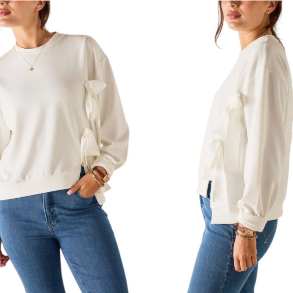 Simone Bow Crewneck Sweatshirt Voyageur by MERSEA Women's Sz. XS Made in Italy